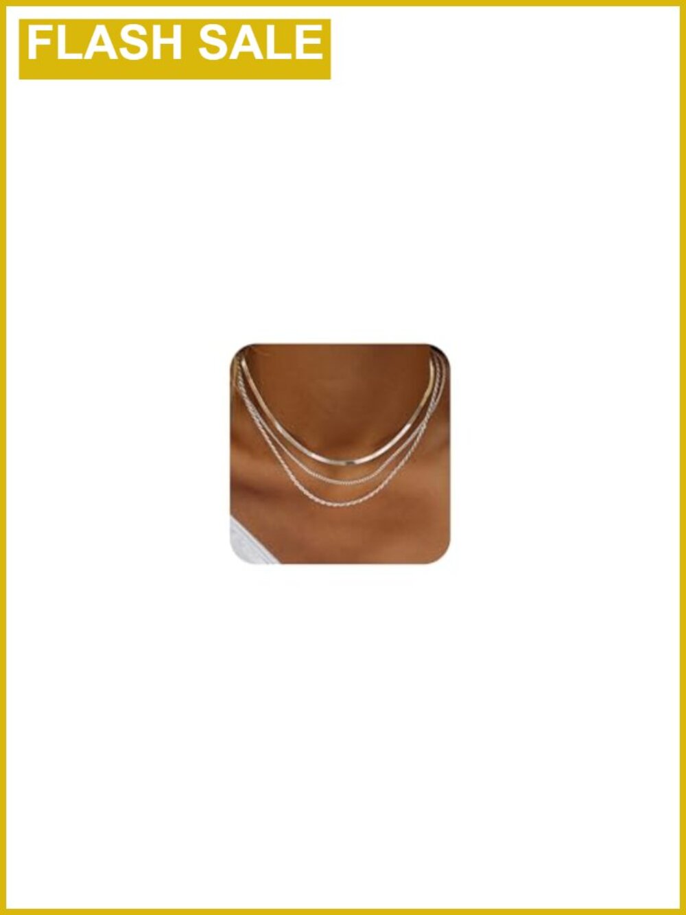 Sterling Silver Plated Layered Necklace Set Herringbone Chain Dainty Stackable